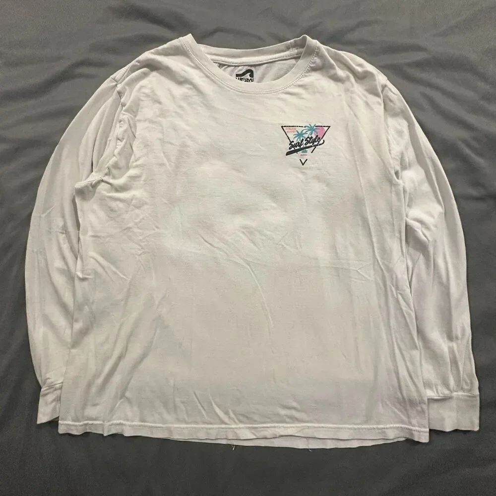 Surf Style Endless Summer Shirt Mens L Long Sleeve Florida Palm Trees Beach